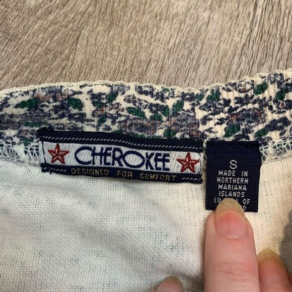 Vintage Cherokee Ditsy Floral Thermal Henley Top Shirt S Oversized - Picture 5 of 8